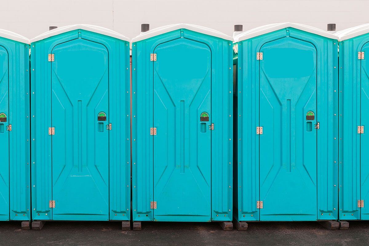 Industrial portable restroom units at a plant in Stockbridge, Georgia