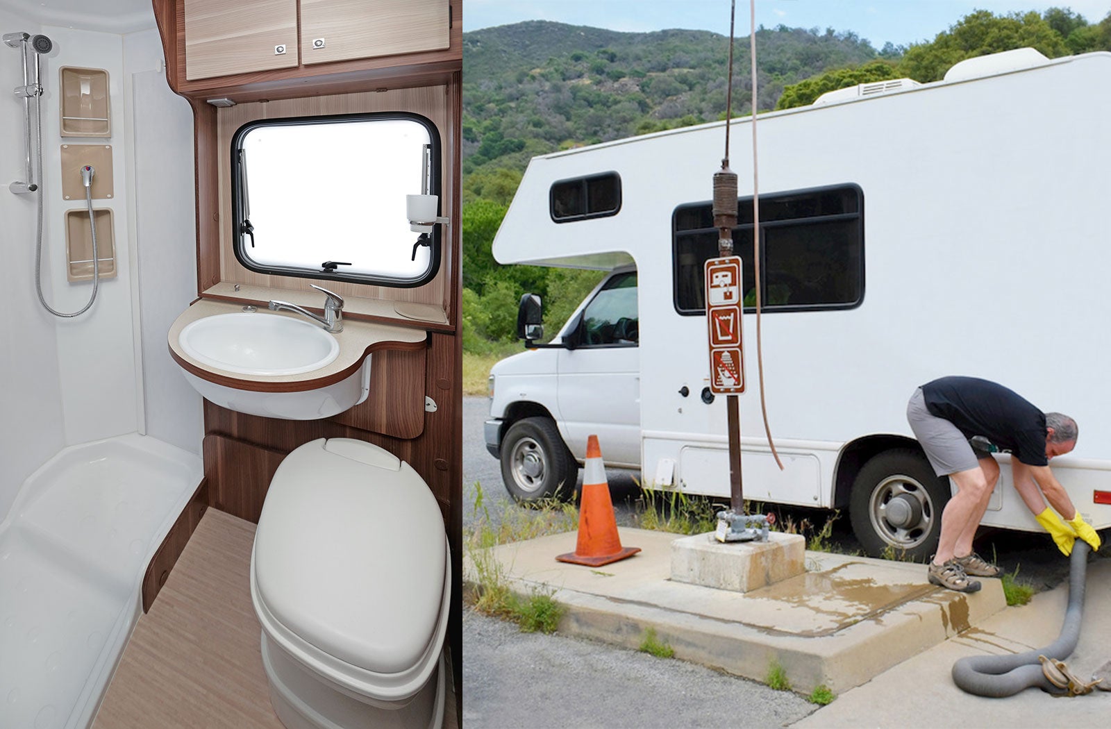 Portable RV/camper toilet and holding tank setup in Stockbridge, Georgia