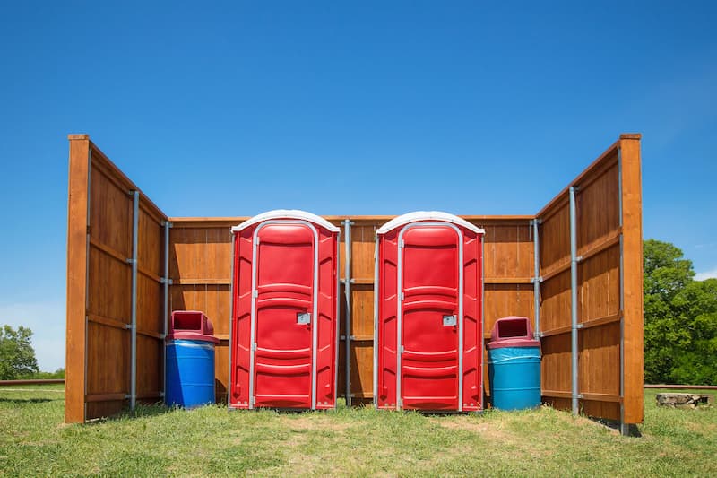Short-term porta potty units staged for delivery in Stockbridge, Georgia